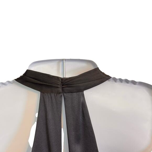 Trina Turk Silk Plunge Halter Neck Black Satin Cocktail Dress Small - Picture 8 of 10